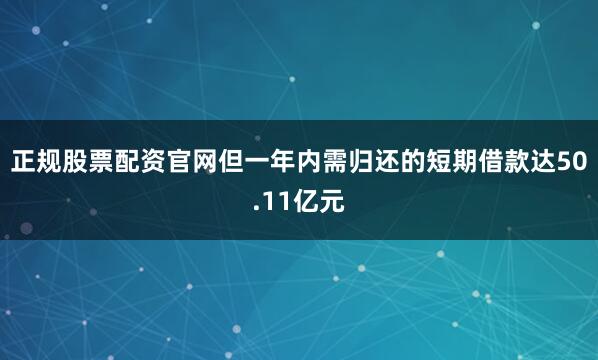 正规股票配资官网但一年内需归还的短期借款达50.11亿元